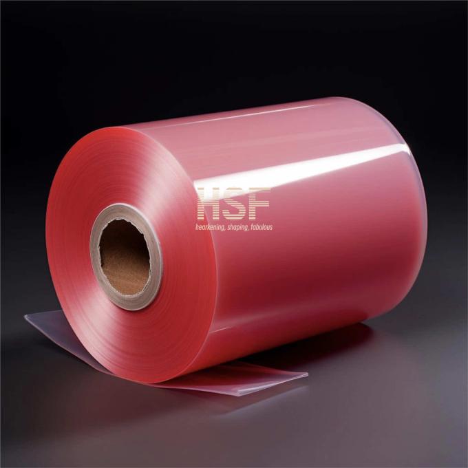 80Î¼m Red Monoaxial Orientation Polyethylene PE Film sample showing texture and color
