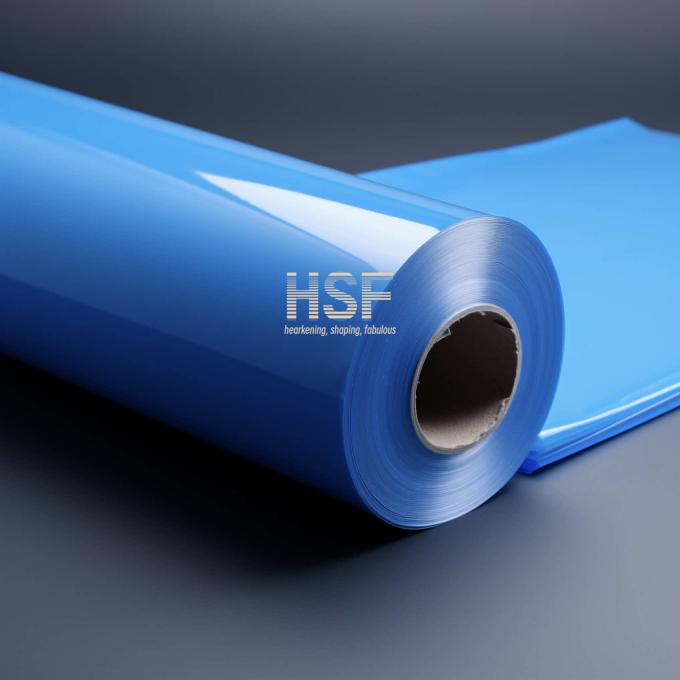 Close-up view of 70Î¼m Opaque Blue MOPP Silicone Coated Release Film texture and surface