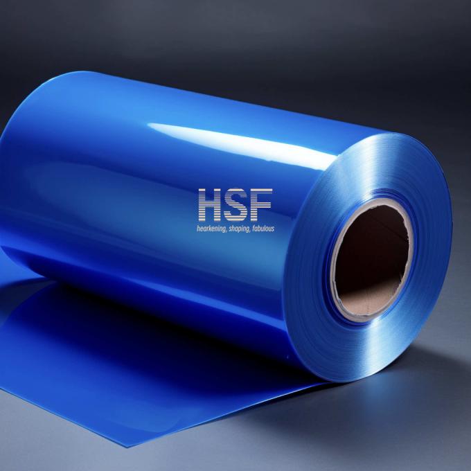 75Î¼m Opaque Blue MOPP Silicone Release Film product sample showing blue coloration and surface texture