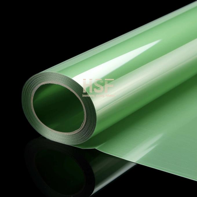 Close-up view of 50μm light green PET silicone coated release film demonstrating surface quality