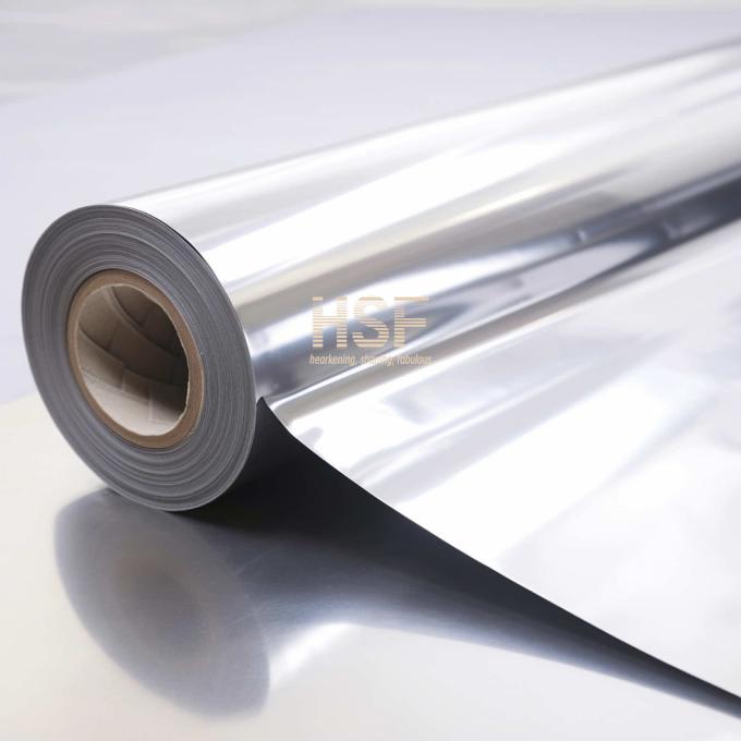 70Î¼m PET Laminated Aluminum Film sample showing material structure and surface texture